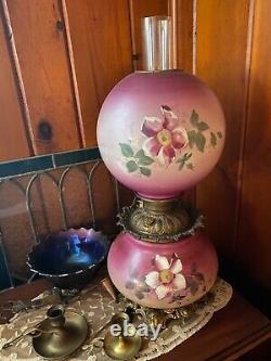 100% Original GWTW Gone with the Wind Banquet Kerosene Oil Lamp with ROSES
