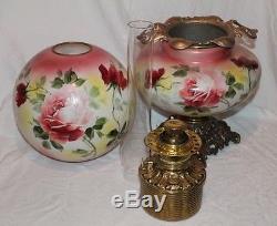 100% Original Jumbo GWTW Gone with the Wind Banquet Oil Lamp ROSES