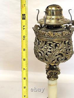 11 Antique vtg Small/Junior Banquet Oil Lamp Onyx B&H Ornate Victorian Brass