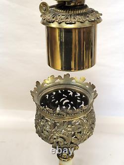 11 Antique vtg Small/Junior Banquet Oil Lamp Onyx B&H Ornate Victorian Brass