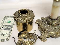 11 Antique vtg Small/Junior Banquet Oil Lamp Onyx B&H Ornate Victorian Brass