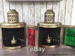 14 Antique Brass Finish Port & Starboard Lanterns Ship Oil Lamp Nautical