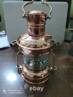 14 Copper & Brass Oil Lamp Anchor Maritime Ship Lantern Boat Light