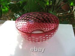 14 Cranberry Opalescent Hobnail VICTORIAN Hanging LAMP SHADE, GWTW, Parlor, Oil