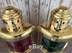 14 Deluxe Brass Port & Starboard Lanterns Ship Oil Lamp Nautical Maritime