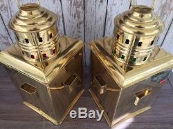 14 Deluxe Brass Port & Starboard Lanterns Ship Oil Lamp Nautical Maritime