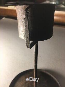 1700s Antique Primitve Wrought Iron Hand Forged Whale Oil Lamp Lantern Light