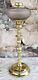 17.5 Glass and Polished Cast Brass Banquet Kerosene Oil Lamp Antique