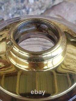 17.5 Glass and Polished Cast Brass Banquet Kerosene Oil Lamp Antique