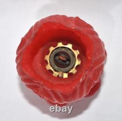 1800s Antique Victorian Tulip Red Satin Glass Hurricane Miniature Oil Lamp 8