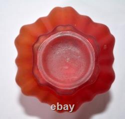 1800s Antique Victorian Tulip Red Satin Glass Hurricane Miniature Oil Lamp 8