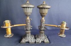 1820-50's All Original Matched Pair of Argand Colza or Whale Oil Table Lamps