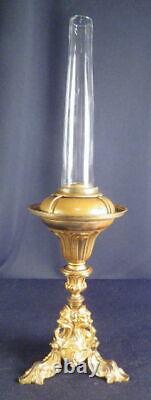 1820-50's Orig Gold Finish Solar Pre-Kerosene Coal Oil Lamp Period & Complete