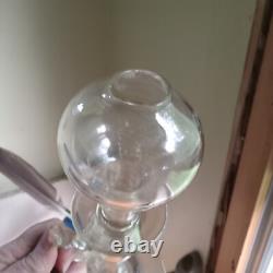 1820s EARLY FREE BLOWN PONTILED WHALE OIL LACE MAKER'S LAMP WITH APPLIED HANDLE