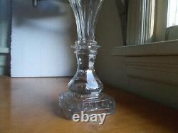 1830s BOSTON & SANDWICH PRESSED & BLOWN GLASS WHALE OIL LAMP WITH 2 TUBE BURNER