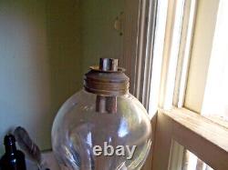 1830s BOSTON & SANDWICH PRESSED & BLOWN GLASS WHALE OIL LAMP WITH 2 TUBE BURNER