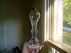 1830s BOSTON & SANDWICH PRESSED & BLOWN GLASS WHALE OIL LAMP WITH 2 TUBE BURNER
