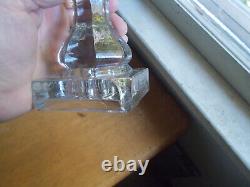 1830s BOSTON & SANDWICH PRESSED & BLOWN GLASS WHALE OIL LAMP WITH 2 TUBE BURNER