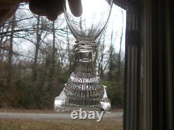 1830s PONTILED WHALE OIL LAMP FREE BLOWN WITH LACY STEPPED BASE TRIPLE WAFERS