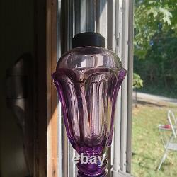 1850 Rare Amethyst Pressed Loop/leaf Whale Oil Lamp Boston & Sandwich Glass Co