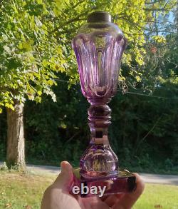 1850 Rare Amethyst Pressed Loop/leaf Whale Oil Lamp Boston & Sandwich Glass Co