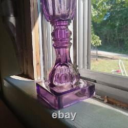 1850 Rare Amethyst Pressed Loop/leaf Whale Oil Lamp Boston & Sandwich Glass Co
