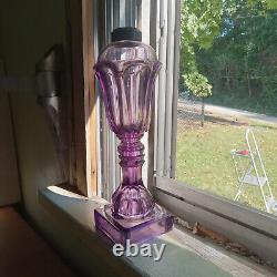 1850 Rare Amethyst Pressed Loop/leaf Whale Oil Lamp Boston & Sandwich Glass Co