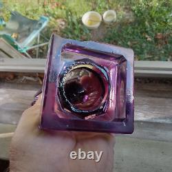 1850 Rare Amethyst Pressed Loop/leaf Whale Oil Lamp Boston & Sandwich Glass Co