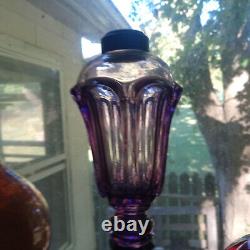 1850 Rare Amethyst Pressed Loop/leaf Whale Oil Lamp Boston & Sandwich Glass Co