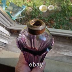 1850 Rare Amethyst Pressed Loop/leaf Whale Oil Lamp Boston & Sandwich Glass Co