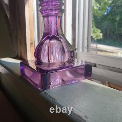 1850 Rare Amethyst Pressed Loop/leaf Whale Oil Lamp Boston & Sandwich Glass Co