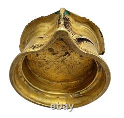 1850's Old Vintage Antique Brass Goddess Laxmi Fine Embossed Rare Oil Lamp/ Diya