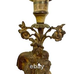 1850s Dietz Gilt Bronze Sandwich Glass Whale Oil Girandole Lamp with Glass Globe