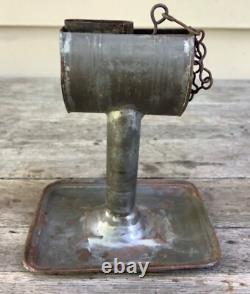 1851 Kinnear's Patent Tin Whale Oil Finger/Hand Lamp Torch by Ufford, Boston MA