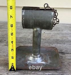 1851 Kinnear's Patent Tin Whale Oil Finger/Hand Lamp Torch by Ufford, Boston MA