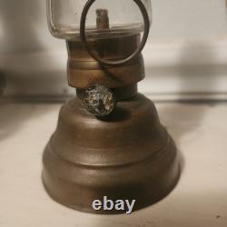 1860's E. Miller Patent Brass Skater's Kerosene Oil Lantern Chain & Glass Globe