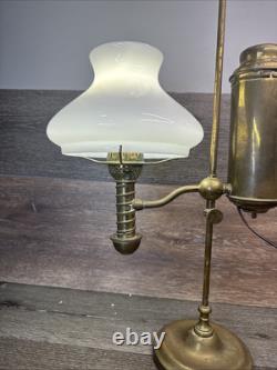 1870's Manhattan Brass Co Single Arm Student kerosene Oil Lamp 22repurposed