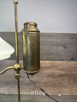 1870's Manhattan Brass Co Single Arm Student kerosene Oil Lamp 22repurposed