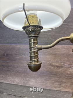 1870's Manhattan Brass Co Single Arm Student kerosene Oil Lamp 22repurposed