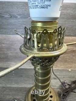 1870's Manhattan Brass Co Single Arm Student kerosene Oil Lamp 22repurposed