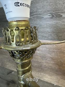 1870's Manhattan Brass Co Single Arm Student kerosene Oil Lamp 22repurposed