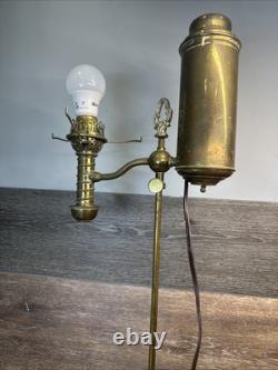 1870's Manhattan Brass Co Single Arm Student kerosene Oil Lamp 22repurposed