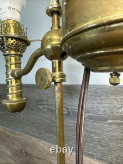 1870's Manhattan Brass Co Single Arm Student kerosene Oil Lamp 22repurposed