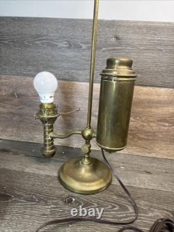 1870's Manhattan Brass Co Single Arm Student kerosene Oil Lamp 22repurposed