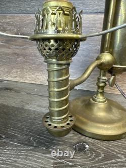 1870's Manhattan Brass Co Single Arm Student kerosene Oil Lamp 22repurposed
