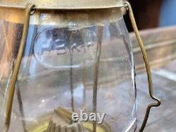 1870s HB&H Skaters Lantern Antique Brass Oil Lamp Holmes Booth & Haydens, as-is