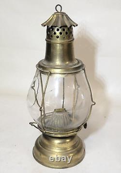 1870s HB&H Skaters Lantern Antique Brass Oil Lamp Holmes Booth & Haydens, as-is