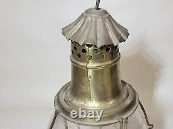 1870s HB&H Skaters Lantern Antique Brass Oil Lamp Holmes Booth & Haydens, as-is