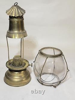 1870s HB&H Skaters Lantern Antique Brass Oil Lamp Holmes Booth & Haydens, as-is