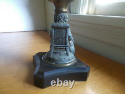 1870s RARE ORIGINAL MY PET FIGURE STEM OIL LAMP FROSTED FLOWER PANELS FONT